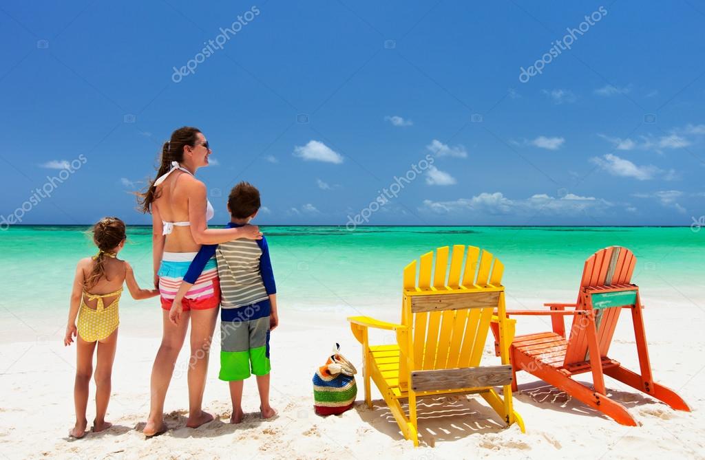 Family on beach vacation