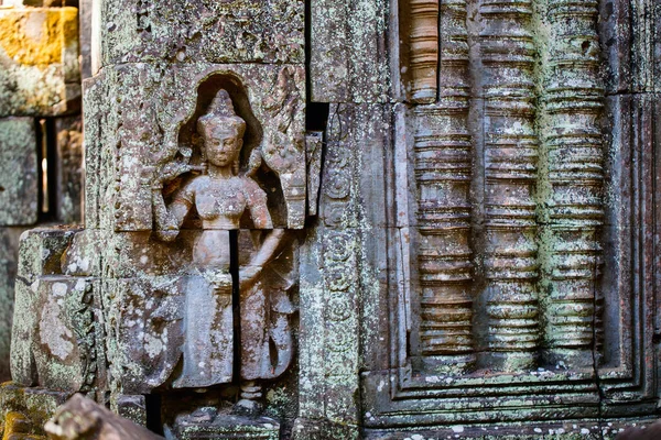 Bas Reliéfy Angkor Archeologické Oblasti Kambodži — Stock fotografie