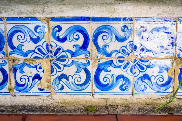 Detail Tradičních Dlaždic Azulejos Fasády Starého Domu Lisabonu Portugalsko — Stock fotografie