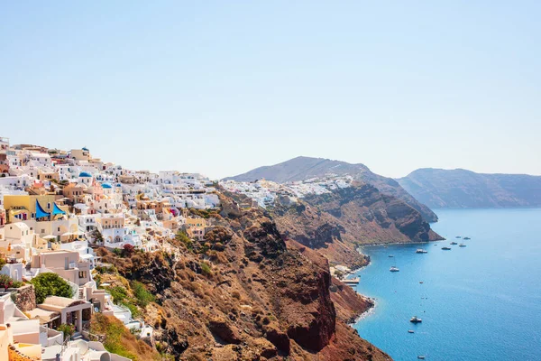 Adembenemend Uitzicht Oia Dorp Met Traditionele Witte Architectuur Santorini Eiland — Stockfoto