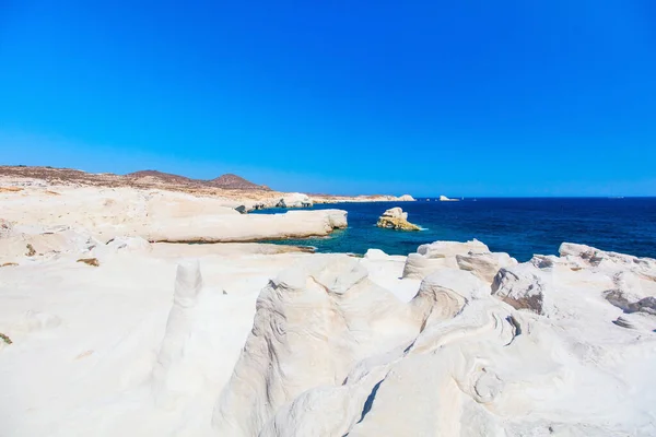 Księżyc Jak Krajobraz Plaży Sarakiniko Wyspie Milos Grecji — Zdjęcie stockowe