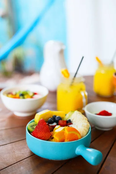 Smoothie Bowl Topped Fresh Fruits Served Breakfast Royalty Free Stock Images