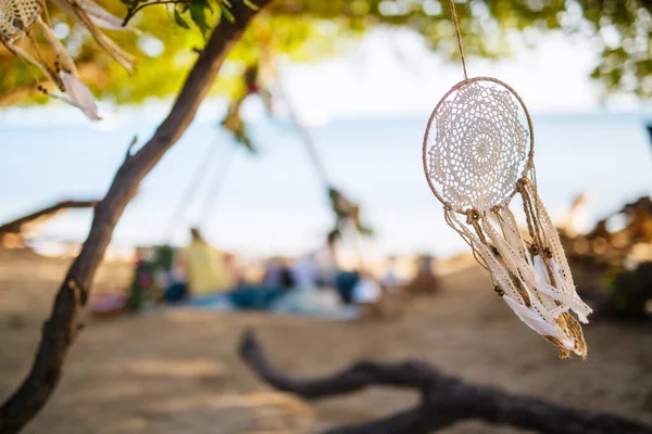 Dreamcatcher Luxury Beach Picnic Decor Sunset — Fotografia de Stock