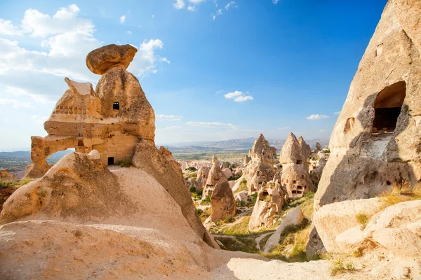 View Rock Formations Fairy Chimneys Uchisar Castle Cappadocia Turkey — Stock fotografie