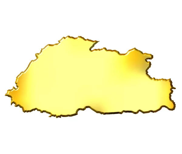 Bután 3d mapa de oro —  Fotos de Stock