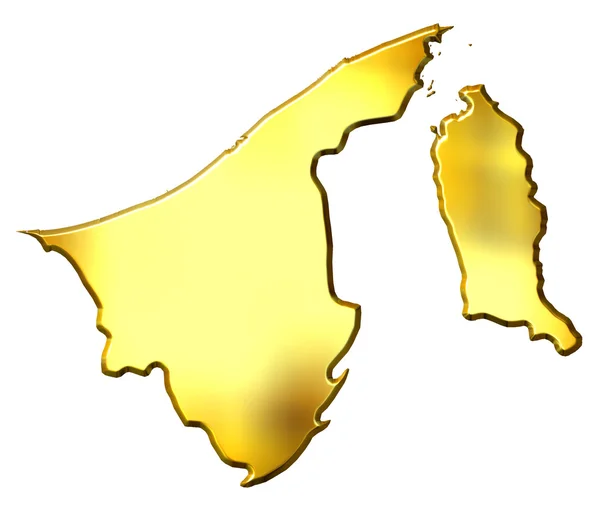 Brunei 3d Golden Map — Stock Photo, Image