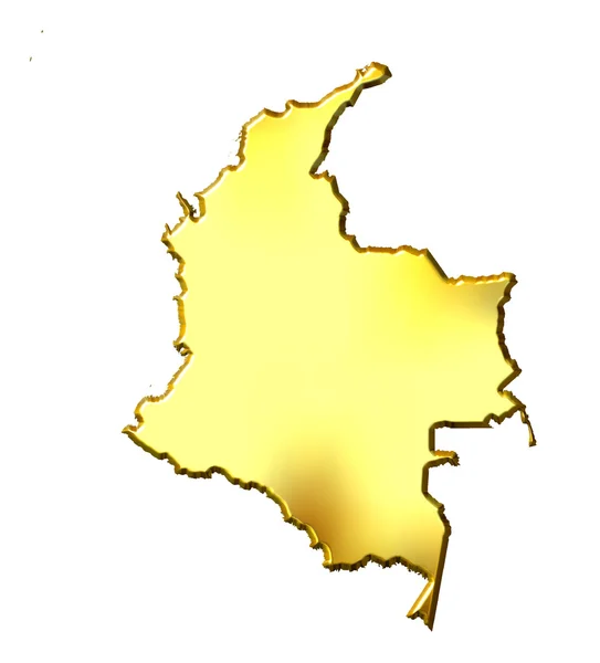 3d zlatá mapa Kolumbie — Stock fotografie