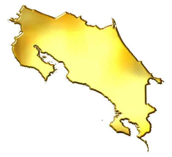 Costa Rica 3d Golden Map — Stock Photo, Image