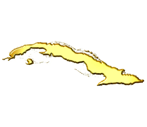 Cuba 3d Golden Map — Stock Photo, Image