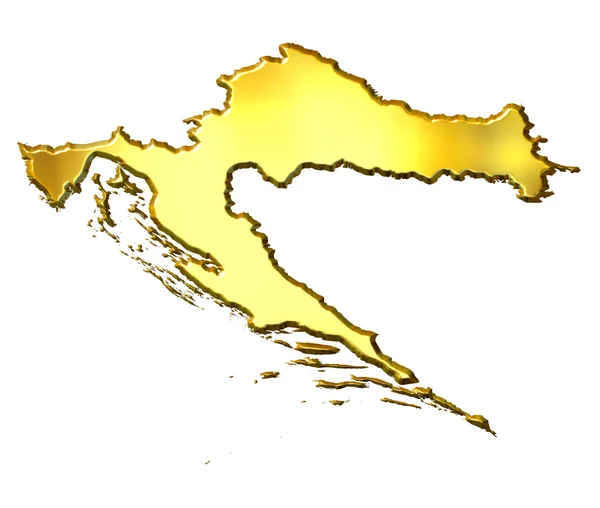 Mapa dourado de Croácia 3d — Fotografia de Stock