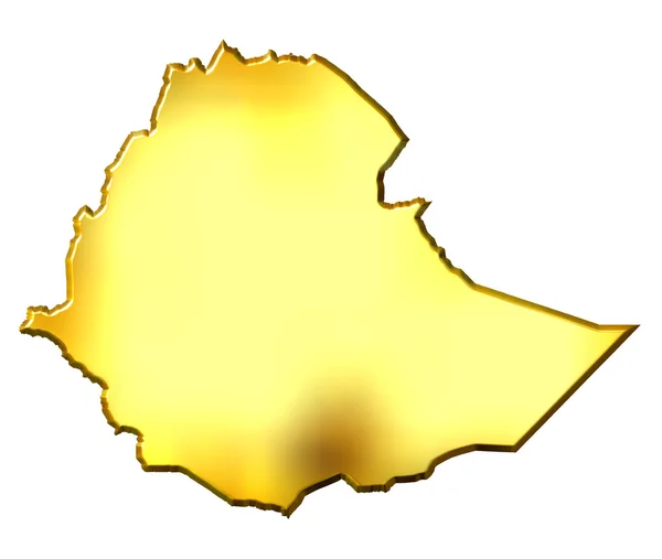 Etiopien 3d gyllene karta — Stockfoto