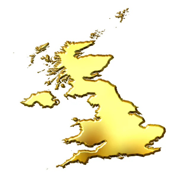 Great Britain 3d Golden Map — Stock Photo, Image