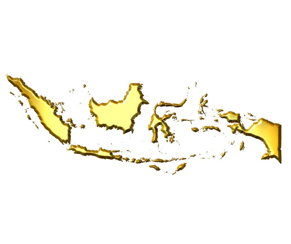 Indonesia 3d Peta Emas — Stok Foto