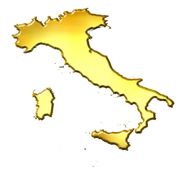 3D-gouden kaart van Italië — Stockfoto