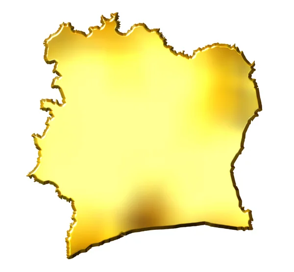Ivory Coast 3d Golden Map — Stock Photo, Image