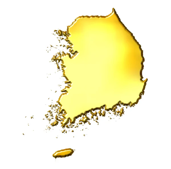 South Korea 3d Golden Map — стокове фото