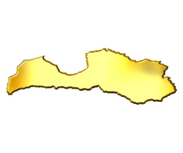 3d mapa złoty Łotwa — Zdjęcie stockowe