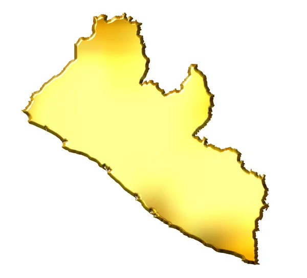 利比里亚 3d 黄金地图 — 图库照片