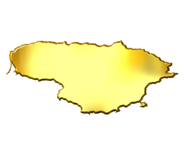 Lithuania 3d Golden Map — Stock Photo, Image