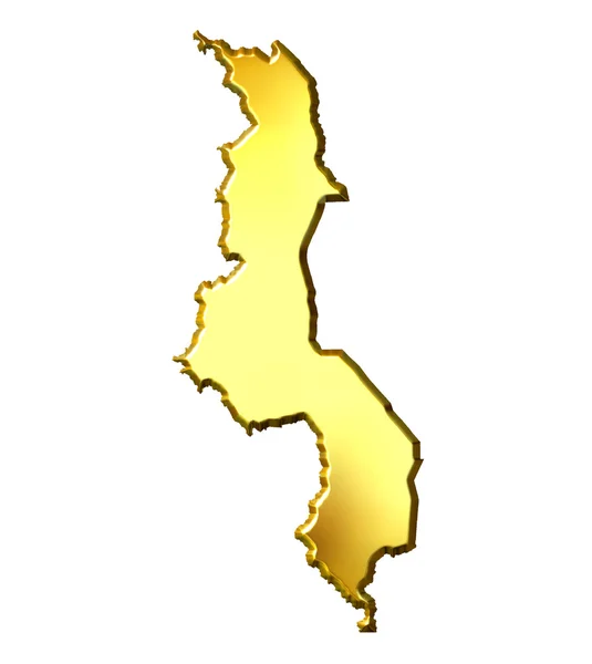 Malawi 3d mapa de oro — Foto de Stock