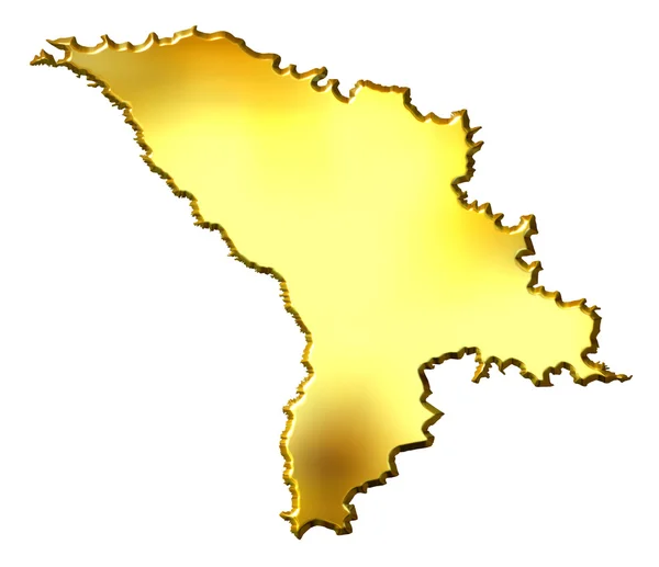 摩尔多瓦 3d 黄金地图 — 图库照片