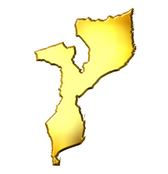 Moçambique 3d Mapa de Ouro — Fotografia de Stock