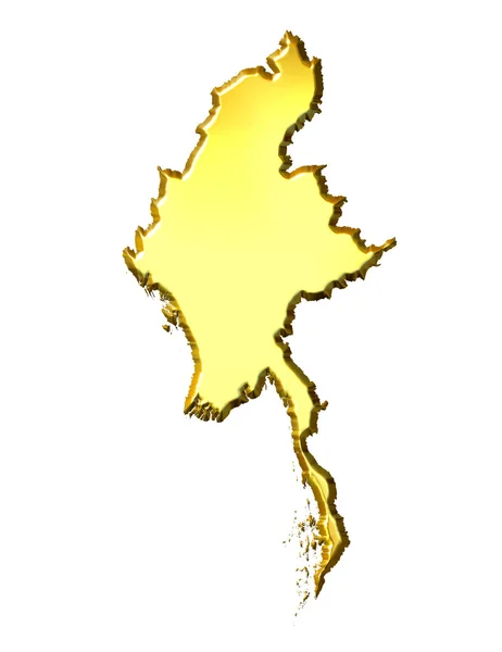 Mapa dourado de Myanmar 3d — Fotografia de Stock