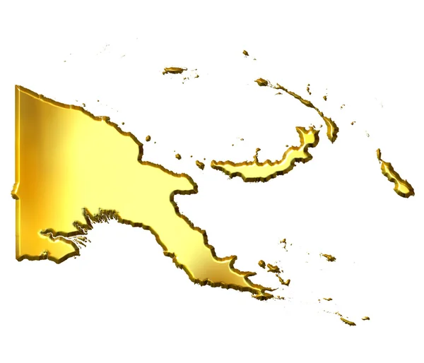 Папуа-Нова Гвінея 3d Золотий карта — стокове фото