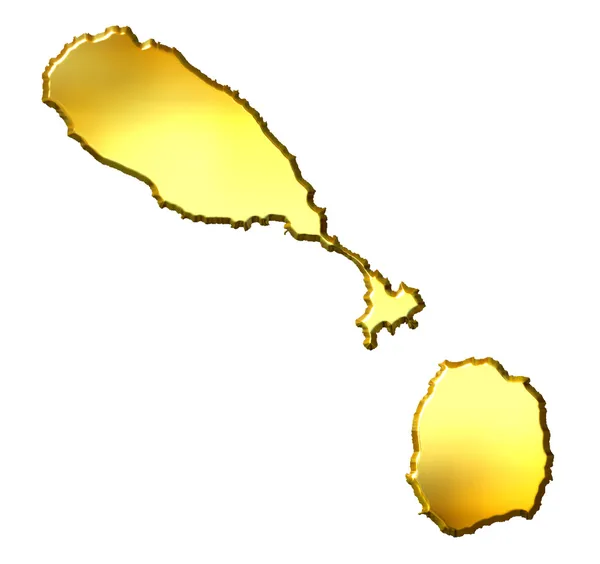 Saint Kitts e Nevis 3d Mapa Dourado — Fotografia de Stock