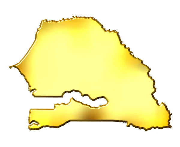 3D-gouden kaart van Senegal — Stockfoto