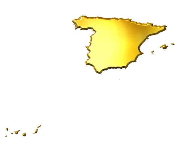 Spanien 3d goldene Karte — Stockfoto