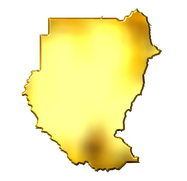 Sudan 3d goldene Karte — Stockfoto