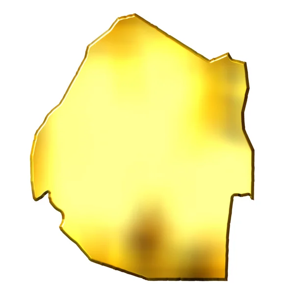斯威士兰 3d 黄金地图 — 图库照片