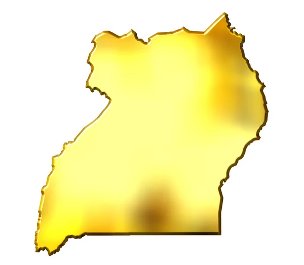 Ouganda Carte dorée 3d — Photo