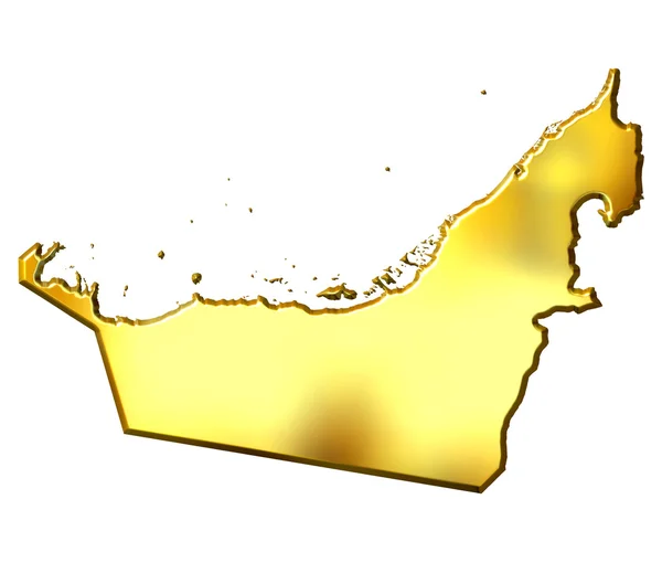 Ηνωμένα Αραβικά Εμιράτα 3d χάρτη χρυσή — Φωτογραφία Αρχείου