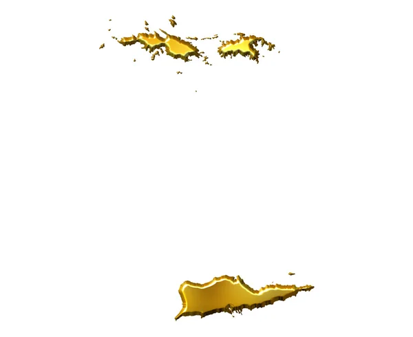 Isole Vergini 3d Mappa dorata — Foto Stock