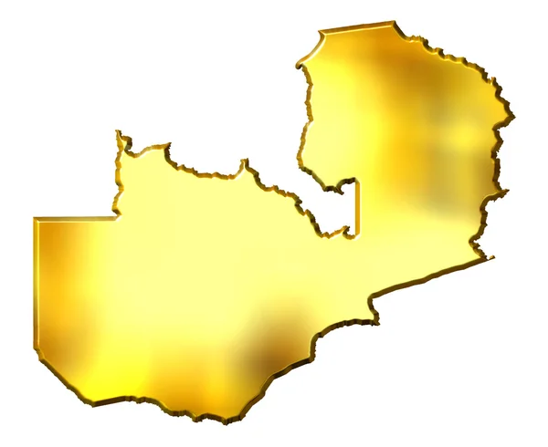 Sambia 3d goldene Karte — Stockfoto