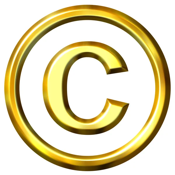 3D złoty symbol praw autorskich — Zdjęcie stockowe