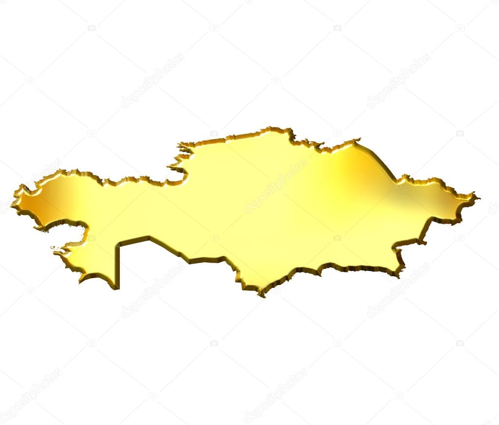 Kazakhstan 3d Golden Map