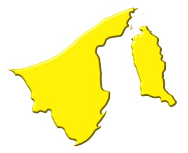 Brunei Millî renk ile 3d harita