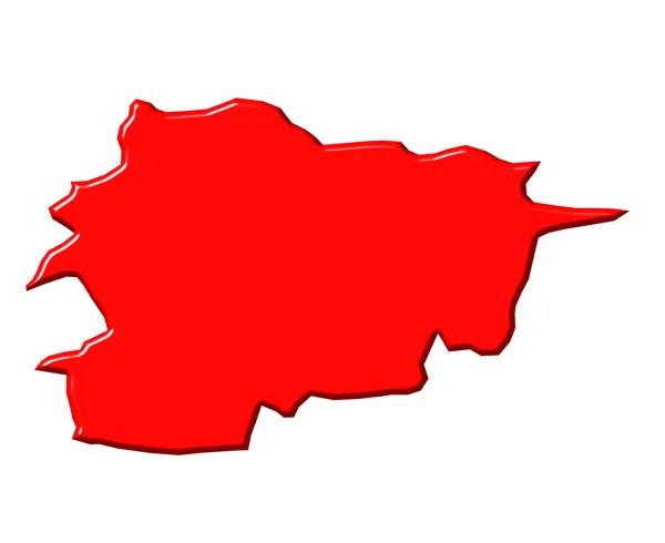 Трехмерная карта Андорры с национальным цветом — стоковое фото