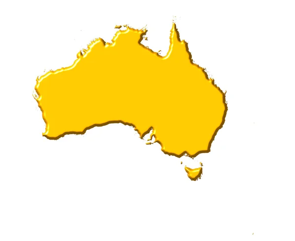 Australia mapa 3d con color nacional — Foto de Stock