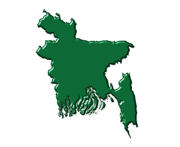 Bangladesh mapa 3d con color nacional —  Fotos de Stock