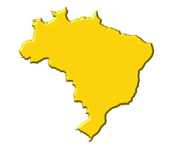 브라질 국가 색깔로 3 차원 지도 — 스톡 사진