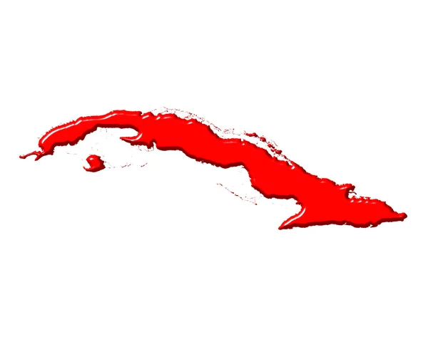 Cuba Mappa 3d con colore nazionale — Foto Stock