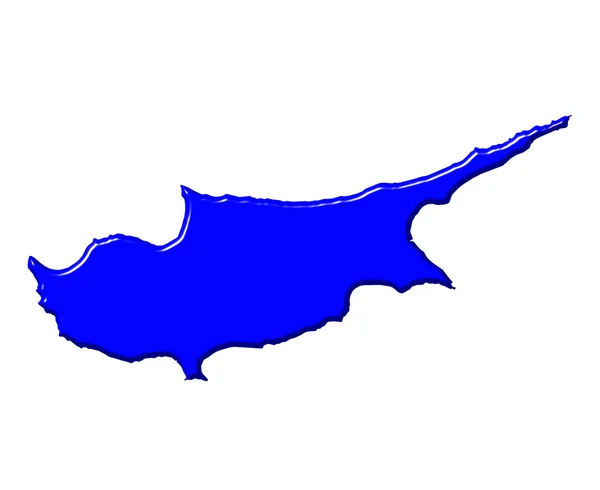 Cyprus 3D-kaart met nationale kleur — Stockfoto