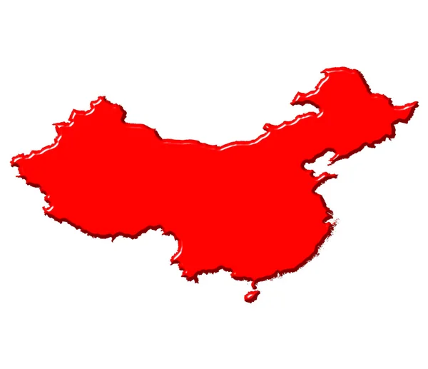 Cina 3d mappa con colore nazionale — Foto Stock