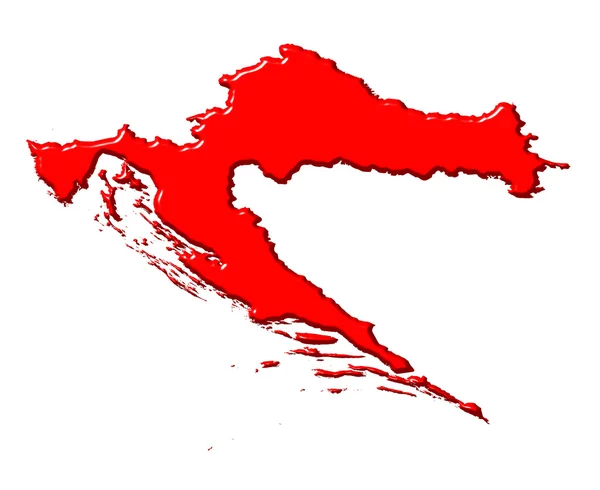Croácia mapa 3d com cor nacional — Fotografia de Stock
