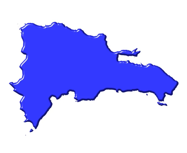 República Dominicana mapa 3d com cor nacional — Fotografia de Stock