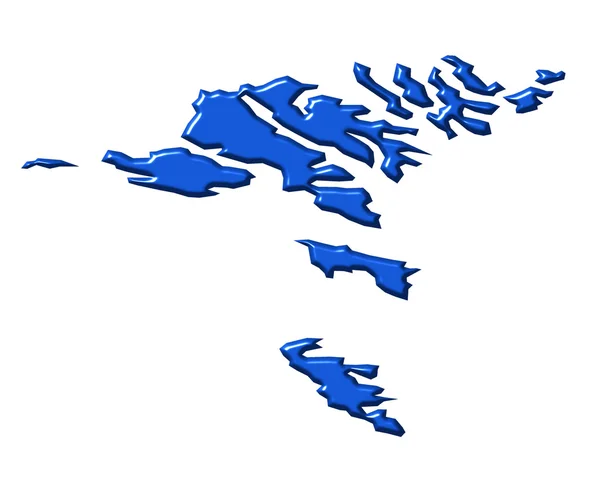 Färöarna 3d-karta med nationella färg — Stockfoto